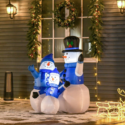 Christmas Snowman Family 4ft Inflatable with LED Lights