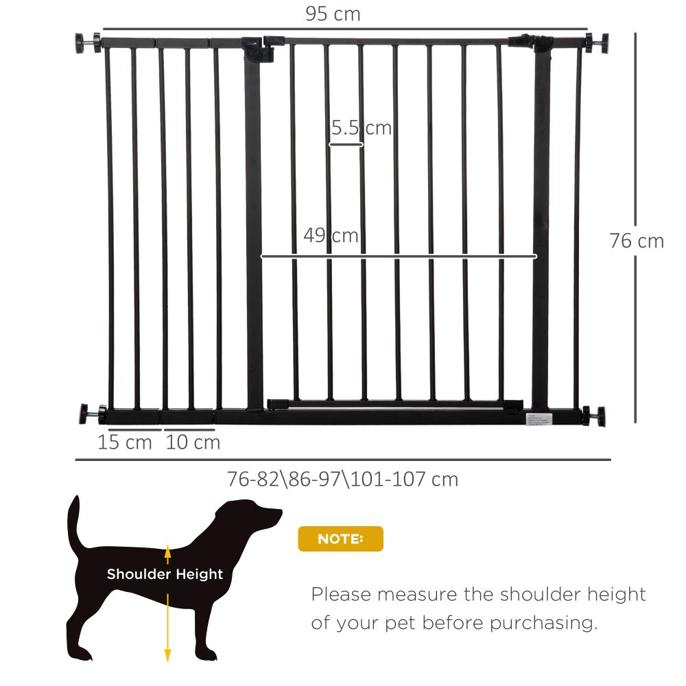 Dog Stair Gate Pressure Fit Black