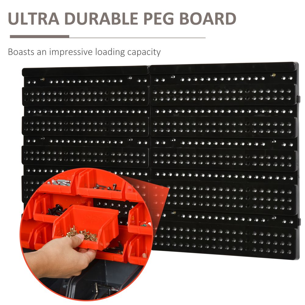 Red and Grey Wall Mounted 30-Compartment Hardware Organiser