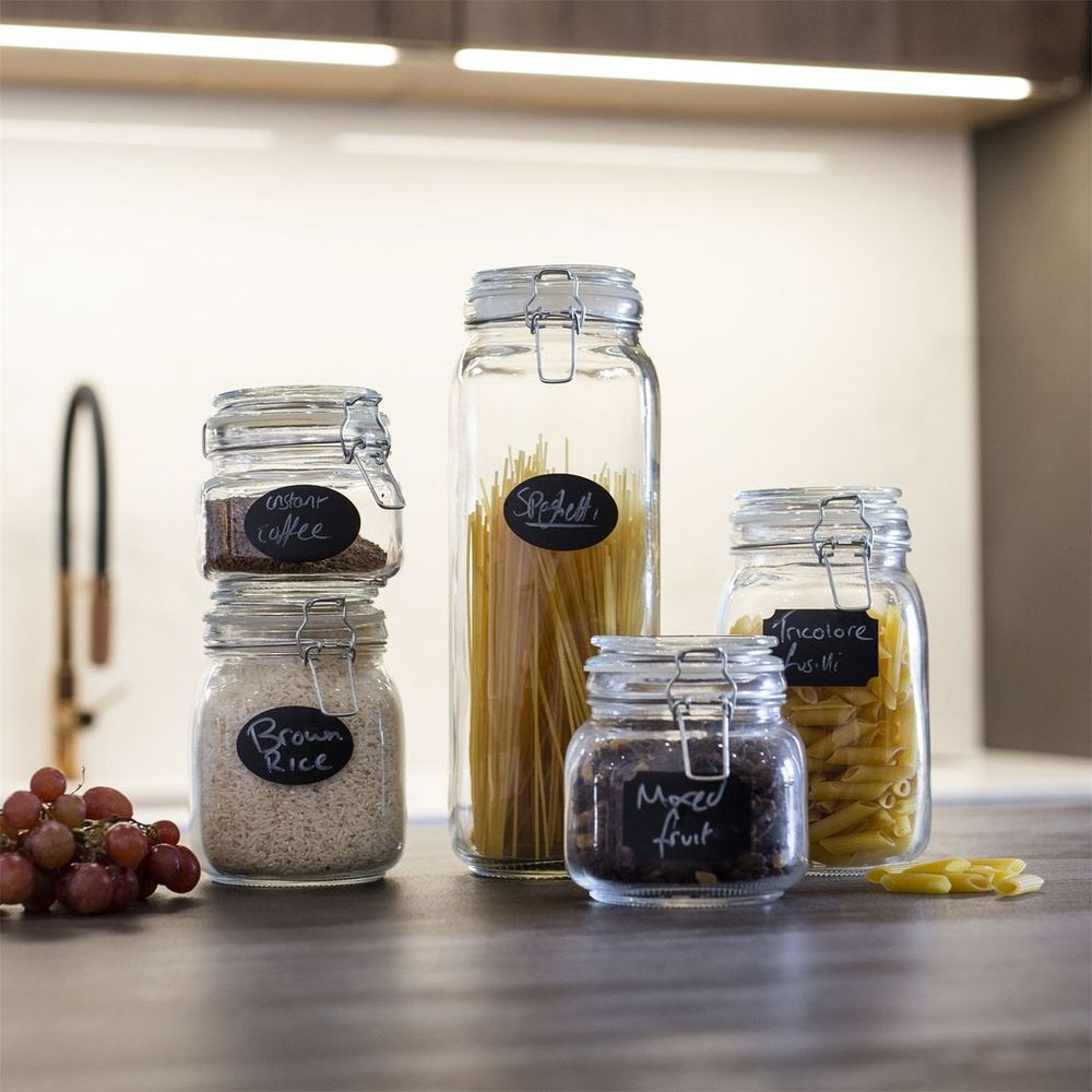 Clip Top Glass Storage Jars x5