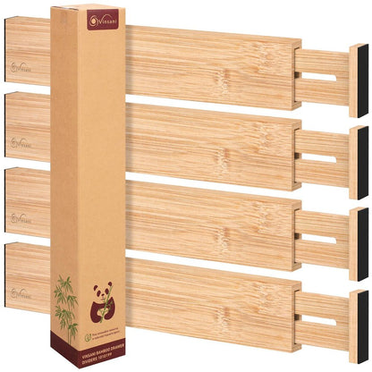 Expandable Bamboo Drawer Dividers - 4PC Organisers