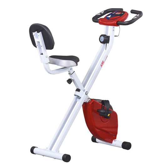 Foldable Resistance Exercise Bike with Adjustable Seat in Red