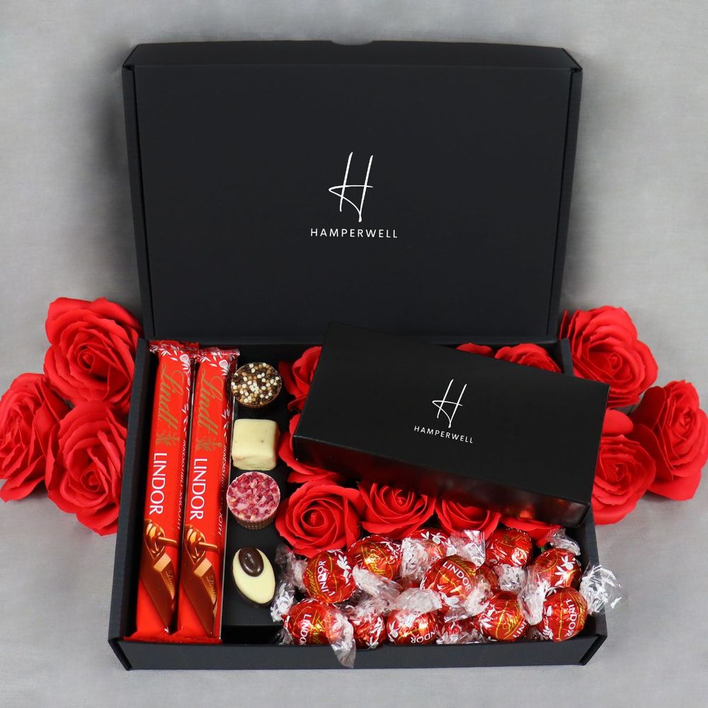 Luxury Lindt Hamper With Red Roses