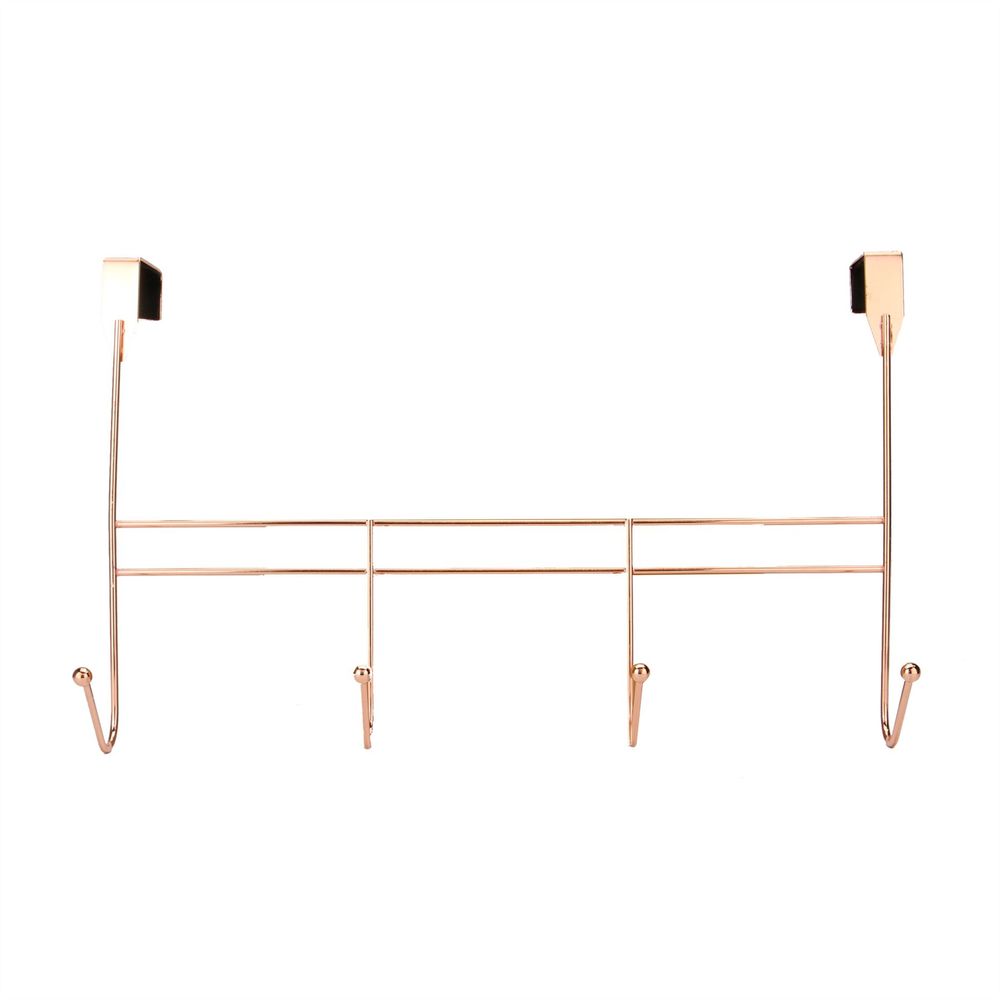 4 Coat Hooks Over Door in Rose Gold