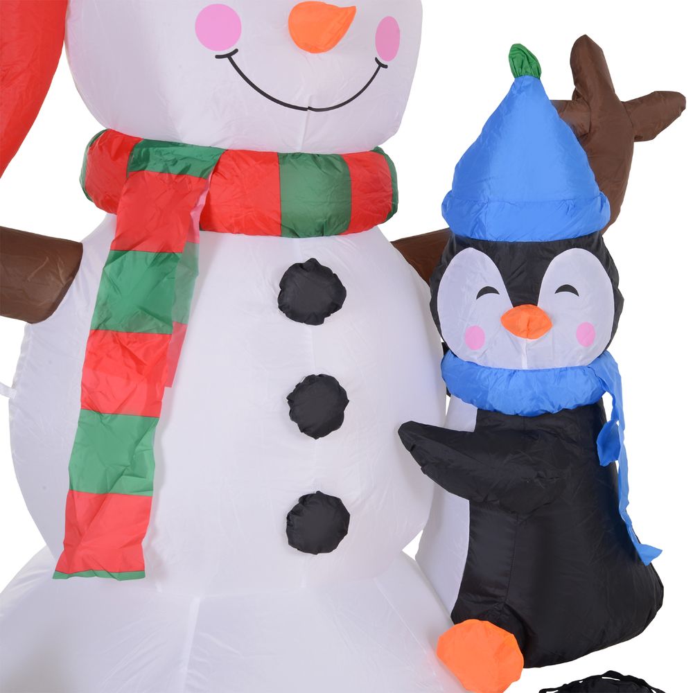 Inflatable LED Christmas Snowman with Three Penguins 6ft