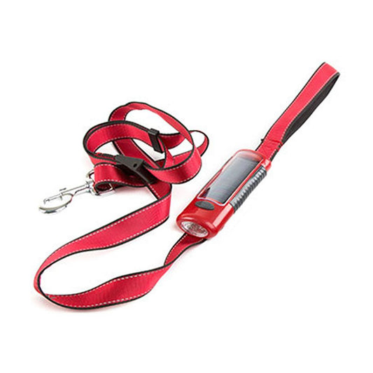 Reflective Solar Dog Lead with Torch Red