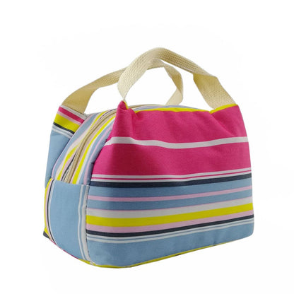 Striped Canvas Thermal Lunch Bag