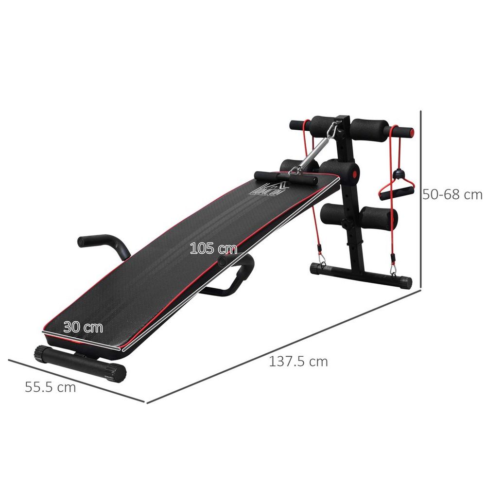 Black Adjustable Thigh Support Sit-Up Bench