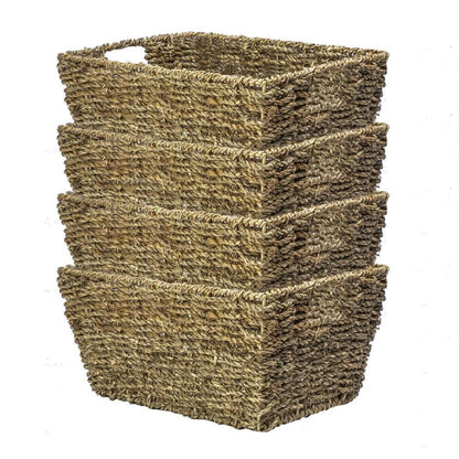 Natural Seagrass Woven Storage Baskets x4