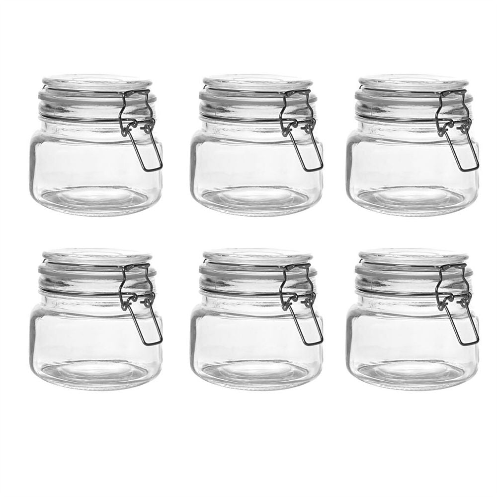 6 Pcs 500ml Jars with Clip Top