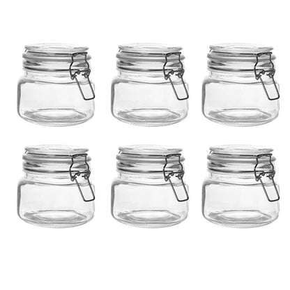 6 Pcs 500ml Jars with Clip Top