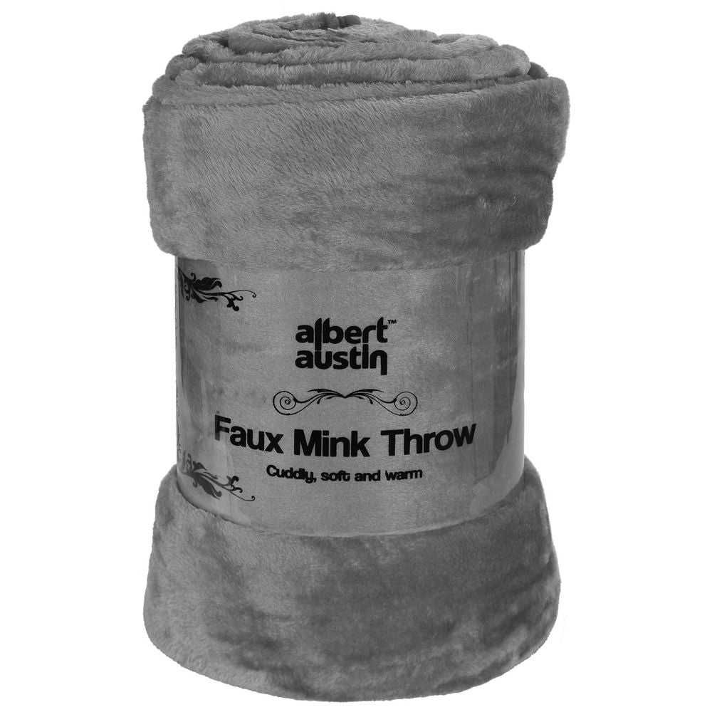 Faux Mink Blanket Charcoal Grey