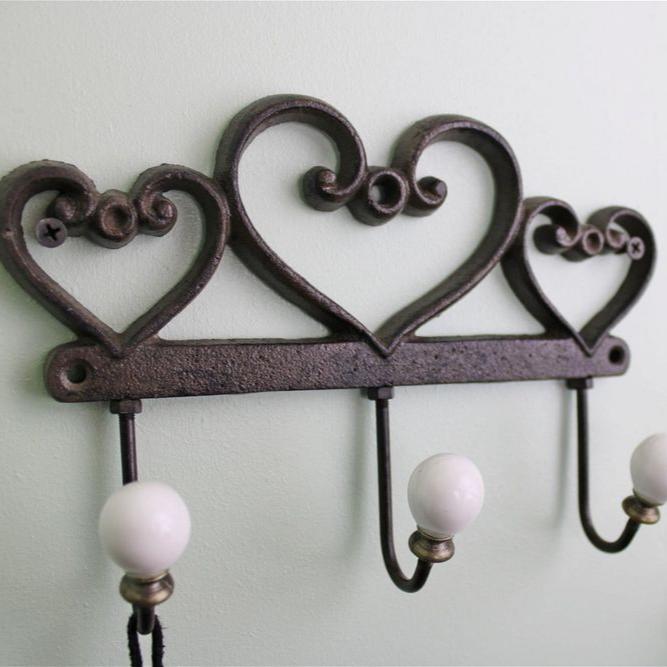 Heart Shaped Cast Iron Wall Hooks