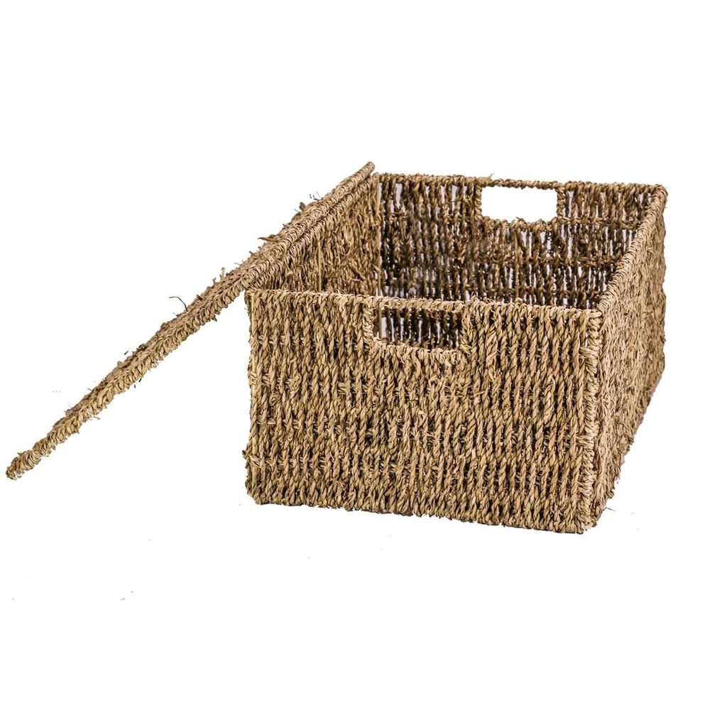 Woven Seagrass Storage Basket with Lid