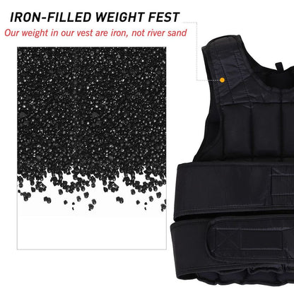 Black Adjustable 10KGS Weight Vest