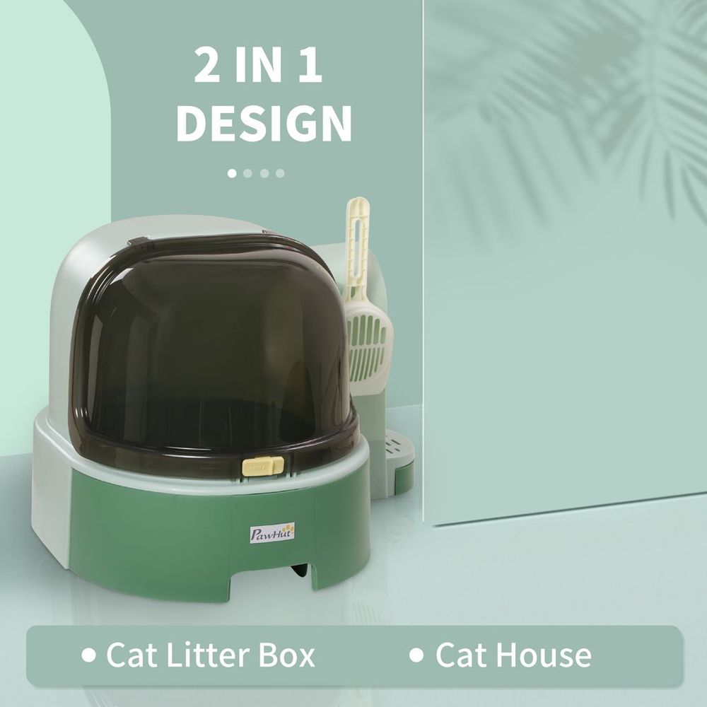 Cat Litter Tray with Openable Cover Green