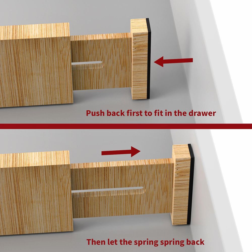 Expandable Bamboo Drawer Dividers - 4PC Organisers