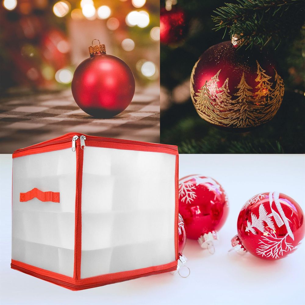 Christmas Bauble Decoration Storage Box with Handle 2 Pack