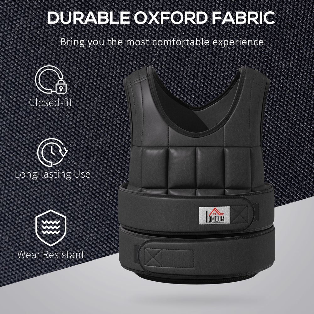 Black Adjustable 15KG Weight Vest