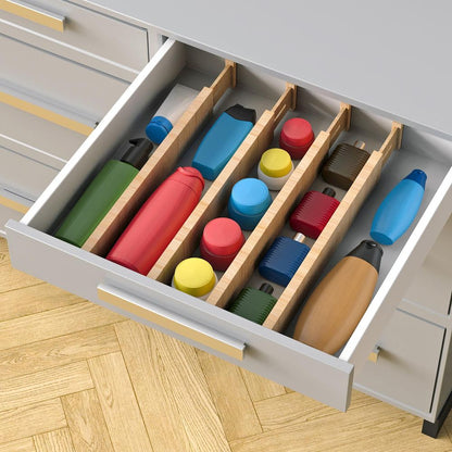 Expandable Bamboo Drawer Dividers - 4PC Organisers