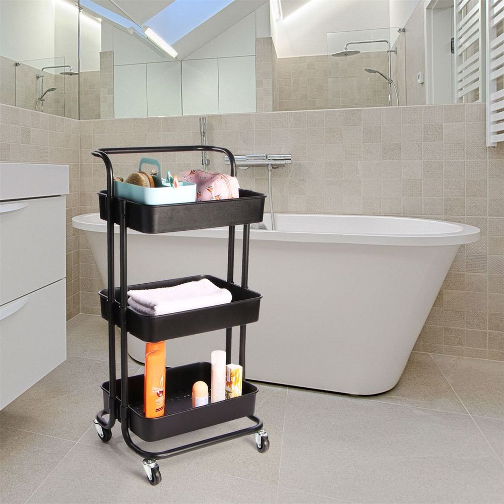 3 Tier Storage Trolley Black