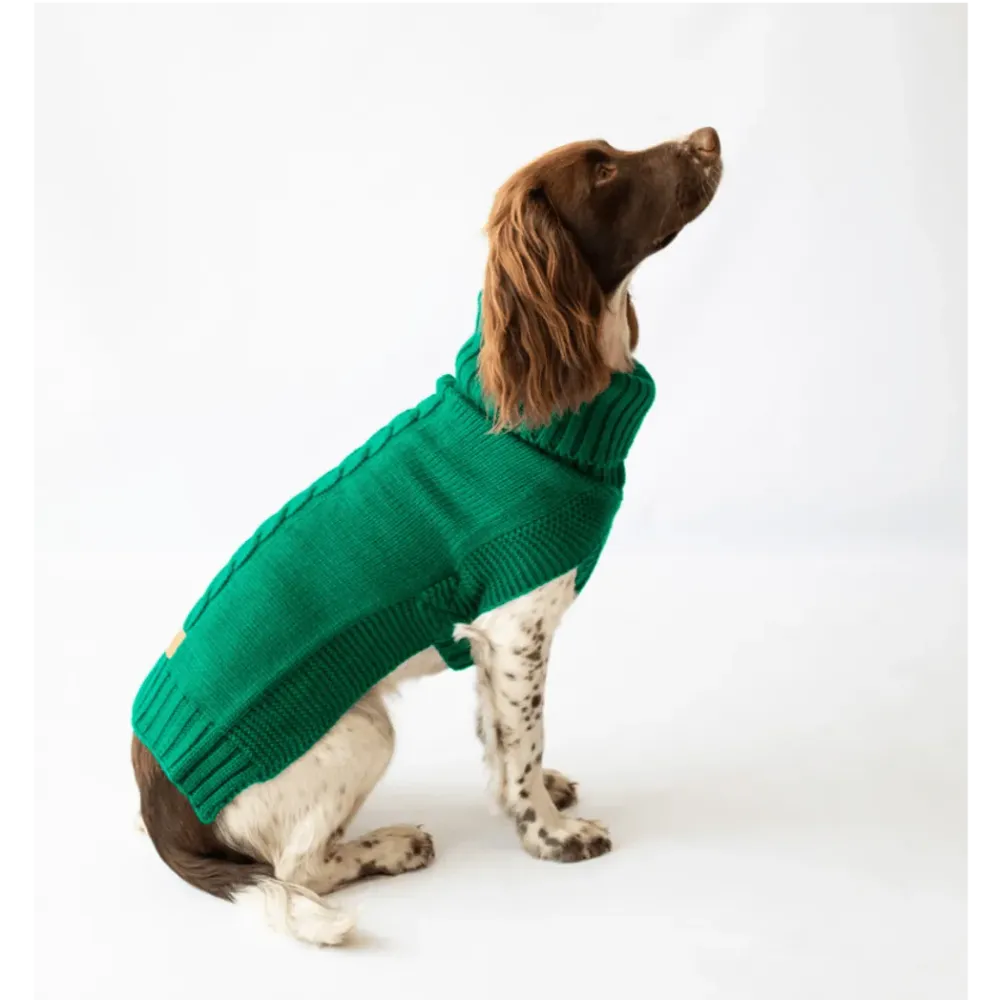 Cableknit Pet Jumper Green