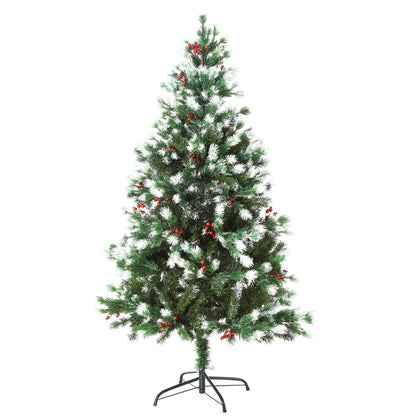 Snow-Tipped Artificial Christmas Tree Red Berries 5ft