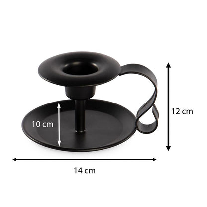 Set of 2 Black Retro Iron Candlestick Holders