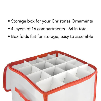 Christmas Bauble Decoration Storage Box with Handle 2 Pack