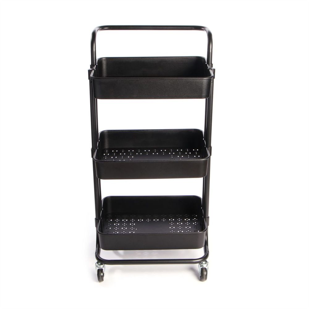 3 Tier Storage Trolley Black