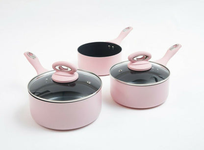 5 Piece Non-Stick Ceramic Pan Set Blush Pink