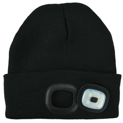 Black Beanie with LED Head Torch