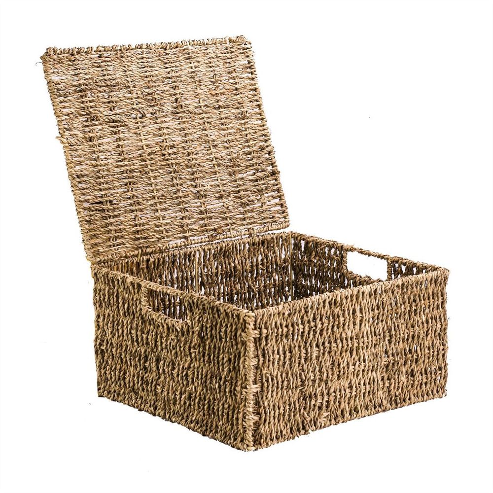 Woven Seagrass Storage Basket with Lid