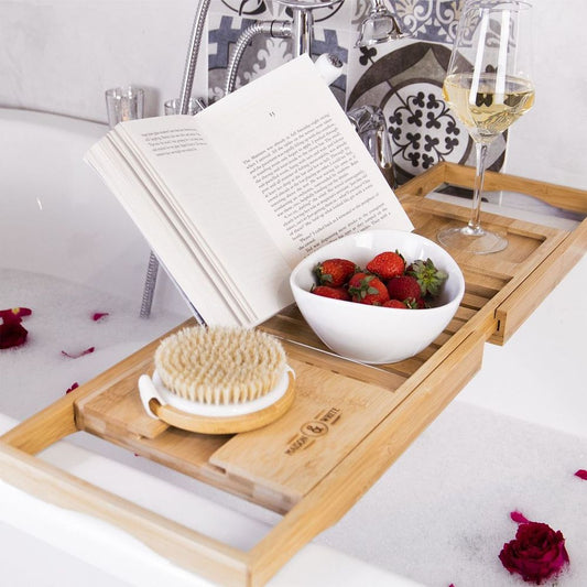 Bamboo Bath Caddy with Extendable Design